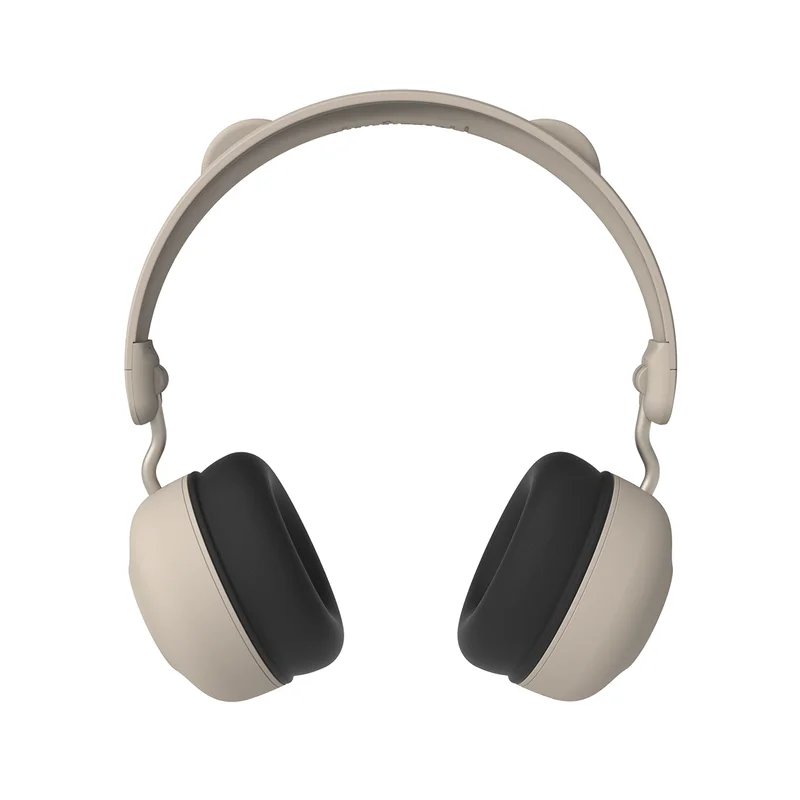 Kreafunk Buzz junior - Børne Høretelefoner, Safe Audio, Ivory Sand, Bjørneører, Volumenbegrænsning 79 dB