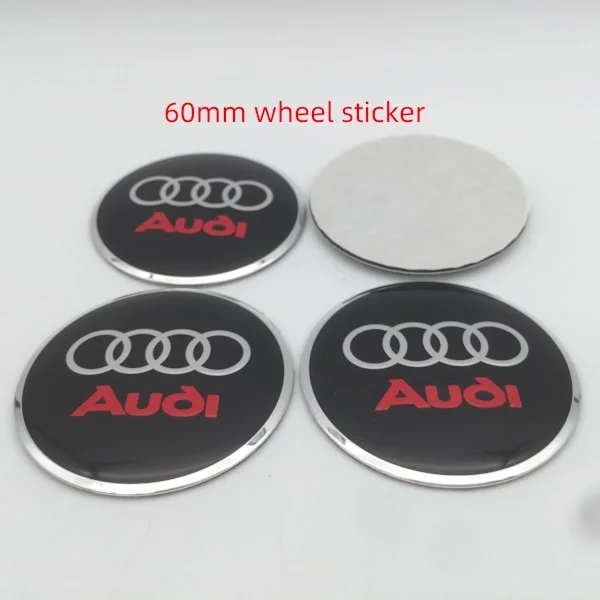 3D-dekaler för Audi hjulnav mittkåpa märkesöverdrag styling dekaler biltillbehör emblem 60mm 4st