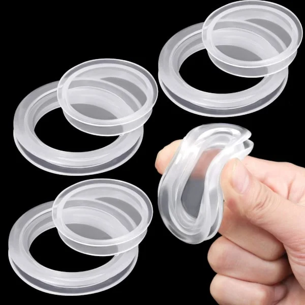 4 deler silikon utebord paraplyhullringplugg og hette sett for glass utendørs utebord dekk hage, 2 tommer (klar)
