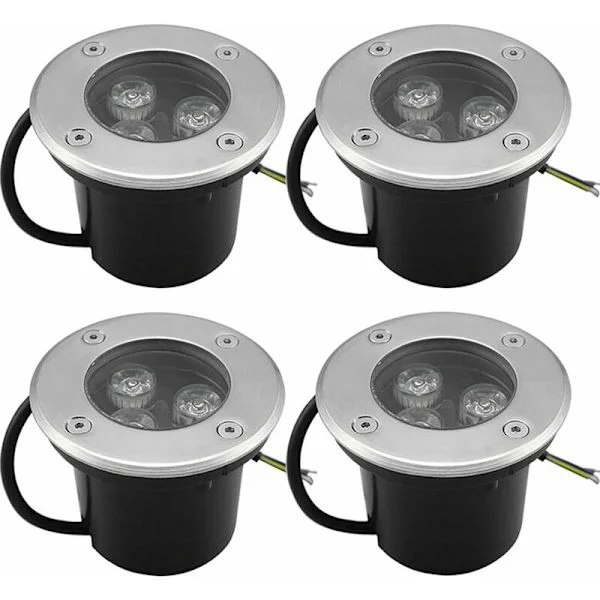 4 stk 3W IP65 Innfelte Utendørs LED-spotter, Runde LED-terrassespots, Utendørs Hagebelysning for Hage, Sti, Gård, Garasje, Varmhvit