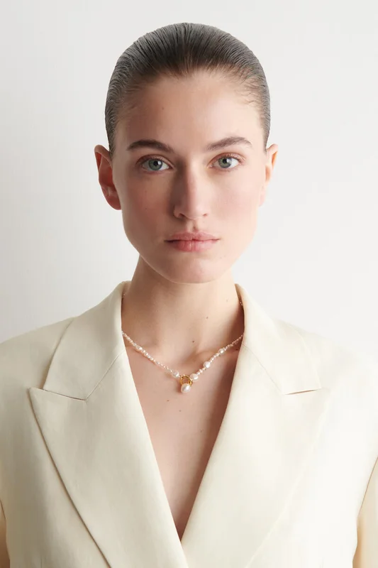 COS Women's Irregular Freshwater Pearl Necklace in White