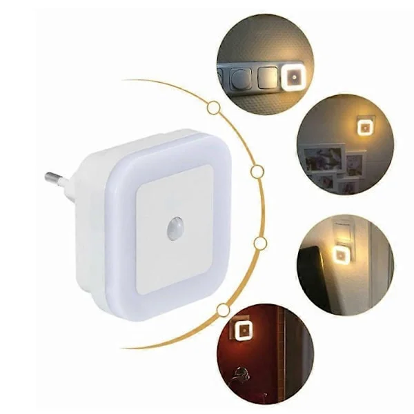 SOAIY 2-pack LED-nattlampor med rörelsesensor, energibesparande uttagslampa, PIR-sensorlampa, varmvit, barnrum, hall, trappor