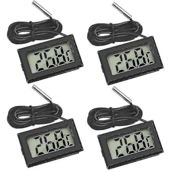 4x Digital LCD Termometer Temperaturmåler Med Ekstern Probe For Kjøleskap Fryser Akvarium QUS -Spesielle Gaver