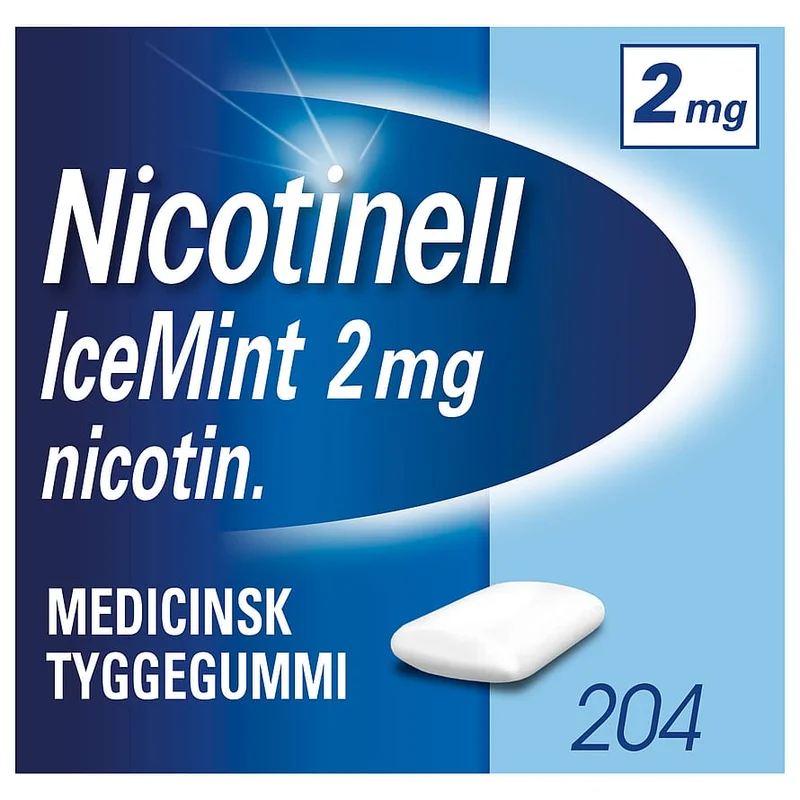 Nicotinell Icemint Tyggegummi 2 mg 204 stk, Medicin & Pleje, Rygestop, Nikotintyggegummi