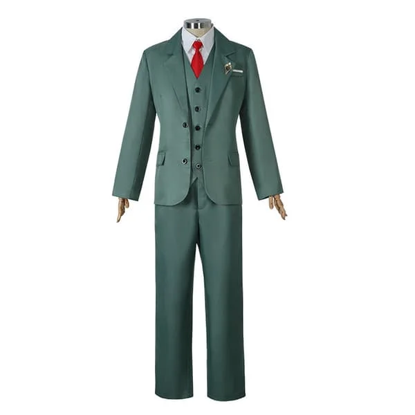 Mub- Anime Cosplay Spy X Family Costumes Twilight Green Outfit Men's Suit Halloween Carnival Shirt Tie Vest Blond Wig Set