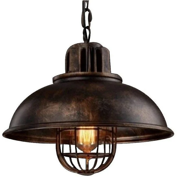 (SC) Riipusvalaisin Kattokruunu Metallivarjostin Loft-tyylinen Vintage Teollinen Kattokruunu Valaisin Riipusvalaisin E27, Ruoste