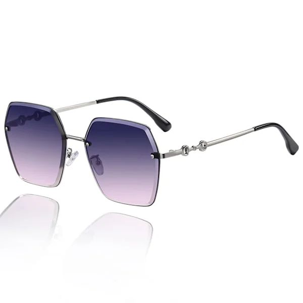 Rimless solbriller til kvinder, oversize polariserede solbriller, moderigtige solbriller til kvinder, 100% UV-beskyttelse