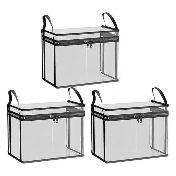 Vandtæt Sammenfoldelig Klar Bogopbevaringsboks, Sammenfoldelige Plastkasser med Låg til Bogopbevaring, Transparent Design for Hurtig Adgang til 