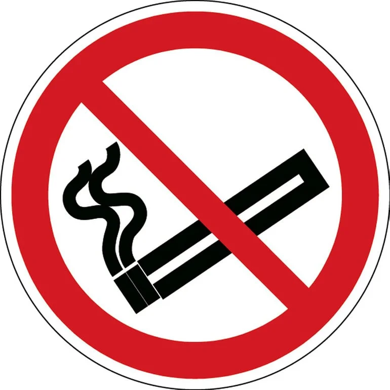 No smoking sign, adhesive polyester, Ø 100 mm