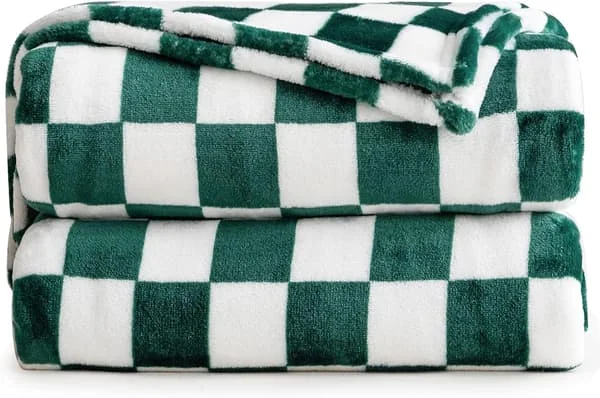 Buffalo Plaid Fleece Blanket (70*140cm, Green) - Plaid Flannel Blanket - Soft Lightweight Microfiber Velour Blanket for Sofa and Couch
