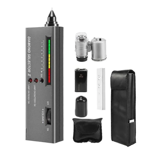 Diamanttesterpenn, høy nøyaktighet smykke diamanttester + 60X Mini LED forstørrelsesglass, profesjonell diamo