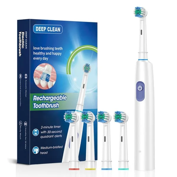 Rechargeable Electric Toothbrush with 4/8 Brush Heads, 5 Cleaning Modes, Fully Automatic Sonic Toothbrush for Oral Cleaning
