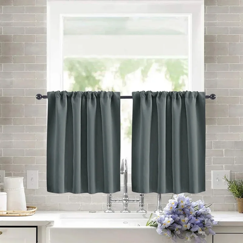 AliExpress - 1 Stück solider Fenstervorhang, kurze Vorhänge für Küche, Badezimmer, kleine hohe Verdunkelungsvorhänge für Heimdekoration, UV-Schutz