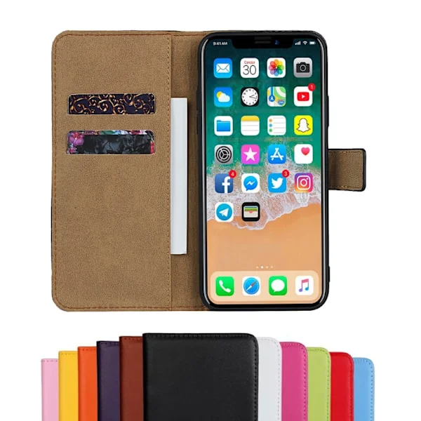 iPhone 11 Pro Max - Plånboksfodral I Äkta Läder - Brun
