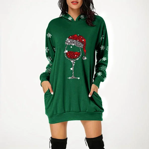 Julklänningar för kvinnor Sweatshirt Klänning Santa Outfits Vestidos Para Navidad De Mujer Party Festlig Tröja