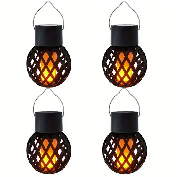 Solarflamlykta med Realistiska Flimrande Flammor, 4/8-pack Hängande/Stående Utomhussollampor för Uteplats Trädgård Balkonginredning
