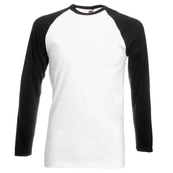 Fruit Of The Loom Herr Långärmad Baseball T-Shirt XL Vit/Svart