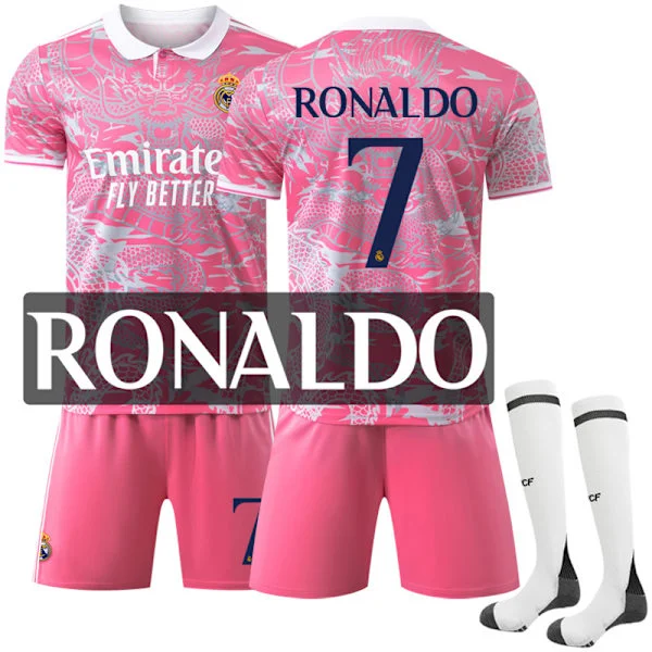 Gos- 2425 Børn Fodboldtrøje Træningssæt Holduniform Sæt Madrid Sportstøj Real Madrid Trøje 7 RONALDO 7 RONALDO[ZHE]