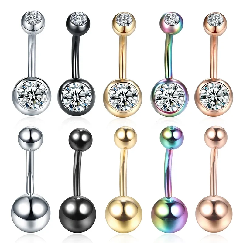 AliExpress - 1PC 14G Bauchnabel Ring Nabel Nombril Piercings Chirurgenstahl Ohr Ringe CZ Körper Piercing Schmuck 10mm bar Für Frauen Piercings