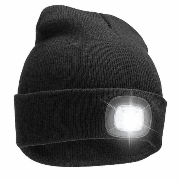 Mössa med LED-lampa USB - Svart