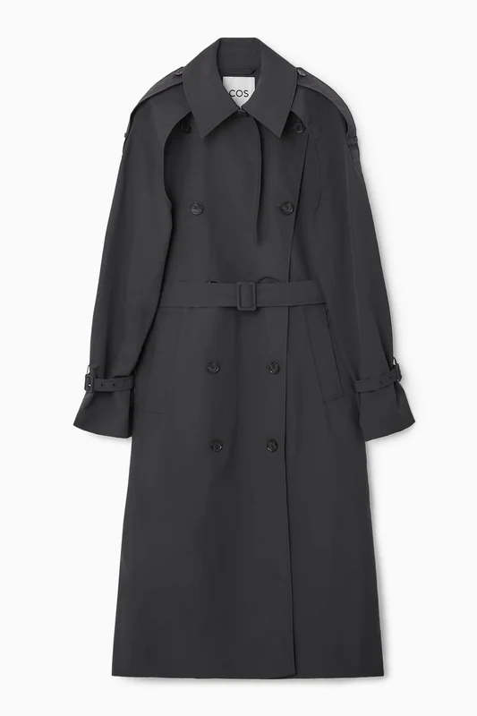 COS Femme Trench-Coat Convertible Nylon in Gris