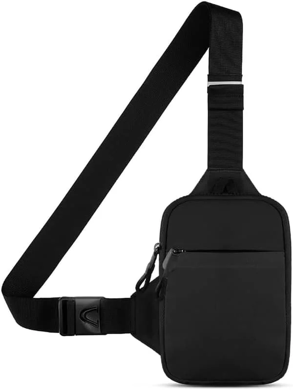 Men's Shoulder Bag, Chest Bag, Belt Bag, Hip Bag, Crossbody Bag with Double Pockets, Water-Resistant and Hands-Free CJY