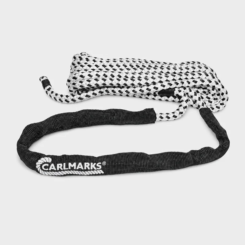 Landvasten met gesplitste lus Carlmarks Marstrand, dubbelflätad HT-polyester, Ø12 mm, 6 meter, wit/zwart