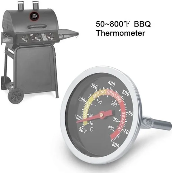 Rostfritt Stål Ugnstermometer BBQ Grill Röktermometer 10~425°C CYAN6323