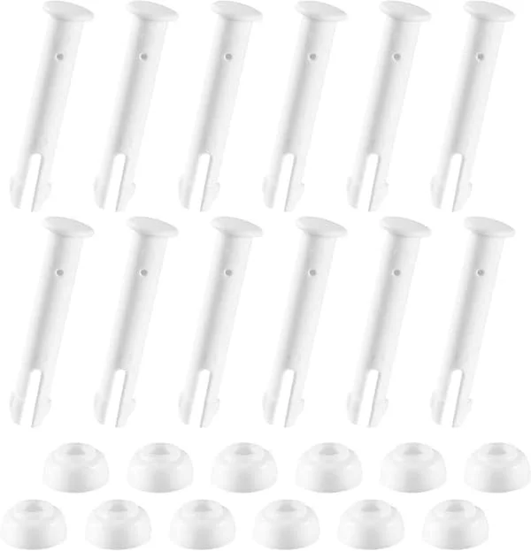 ING 12-delars Sats Monteringsstift (6,0 cm) för Intex Poolramar, Stift- och Tätningssats, Reservdelar för Pool, Plaststift och Gummihattar, 