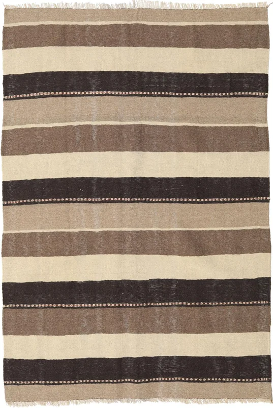 Hand Woven Kilim Rug 131X190 Oriental Wool Brown/Beige Small