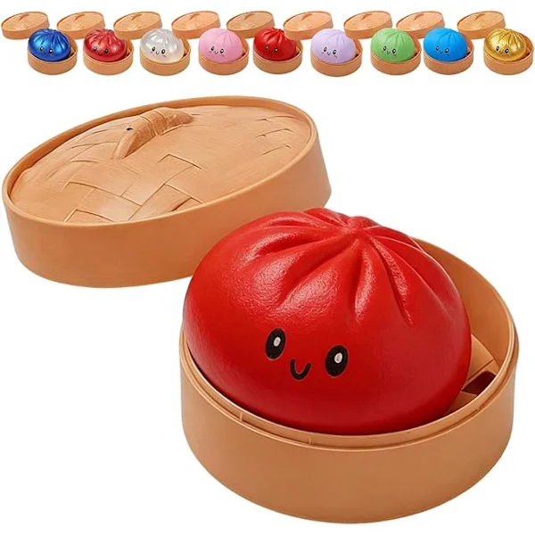 Glitter Dumpling, Glitter Dumpling Squishy with Box, Dumpling Sensory Squeeze Toy for Stress Relief