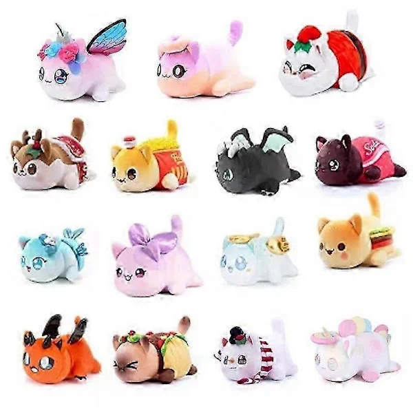 Meemeow Aphmau Plys Meemeows Mad Katte Plysdyr Bundt Ahpmau Pommes Frites Burger Pude Plyslegetøj Kawaii Søde Plys Katte Dukke