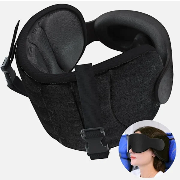 Travel Pillow for Airplane, Neck Sleep Pillow with Eye Mask, Long-Distance Pillow for Airplane, Travel Pillow for Car, Car Travel Headrest-FS-