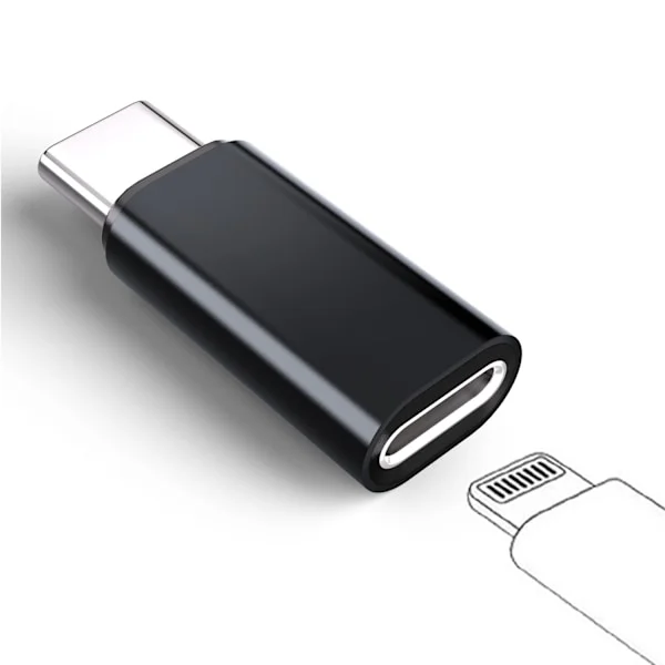 Lightning (hona) till USB-C (hane) adapter, kompatibel med iPhone 15 Black