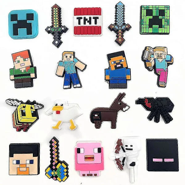 18 stk. skosmykker, spill Minecraft-serien sportsdekorasjonstilbehør til sko, gave til gutter jenter fans [DB]