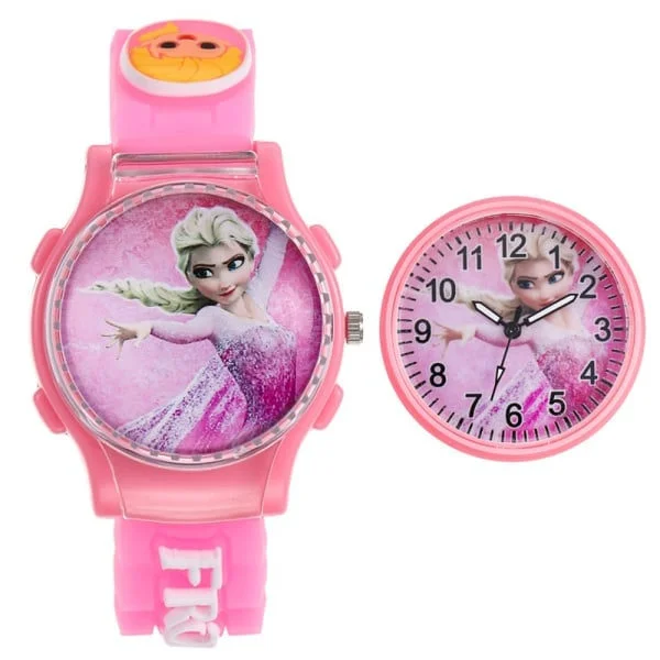 Barn Frozen Elsa Klokke Prinsesse Barn Søte Tegneseriefigurer Gaver til Barn Rosa Pink