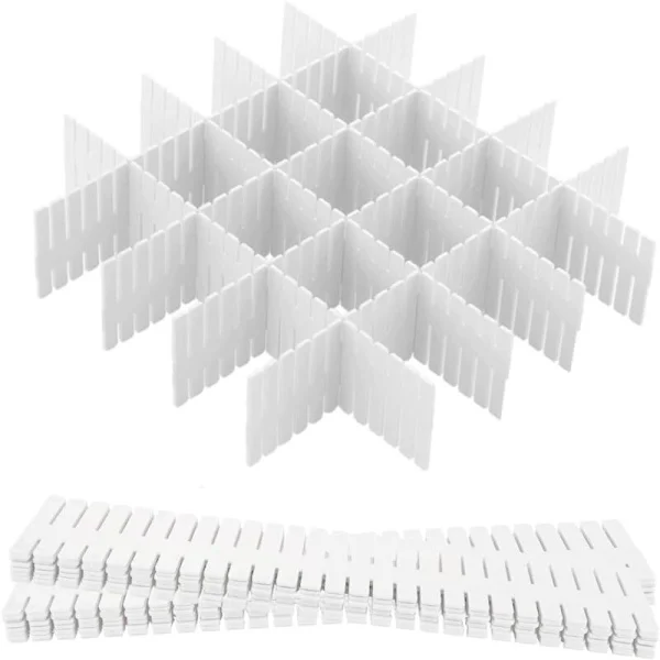 Adjustable Drawer Dividers, 12 Units – Dimensions 32.4 x 7 cm – Reinforced Plastic – For Underwear, Socks, Office Supplies