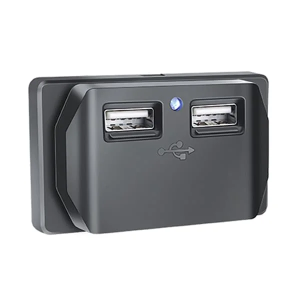 12V USB-uttak Dobbel USB-billadere Stikkontakt Strømuttak med hette, panelmontering 2 porter 12V 24V for bilbuss ATV-bobiler