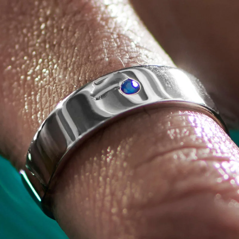 Adrian 925 Sterling Zilveren Ring met Blauwe Zirconia voor mannen