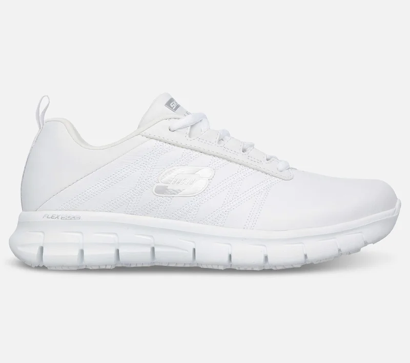 Skechers Work Relaxed Fit Sure Track, str. 39 - Dame, hvid - Skridhæmmende og slidstærk arbejdssko