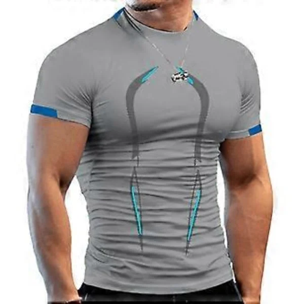Herre Casual Muscle T-skjorte Fitness Trening Trening Hurtig Tørk Slim Fit Korte Ermer Topper (XL Lys Grå)