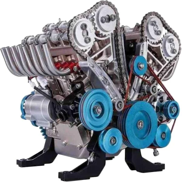 Motor Modell Skrivebordsmotor 8 Sylinder Inline Bilmotor Modell Byggesett Voksen Mini Motor Modell Leke for Kontor Hjem Ktv-WELLNGS
