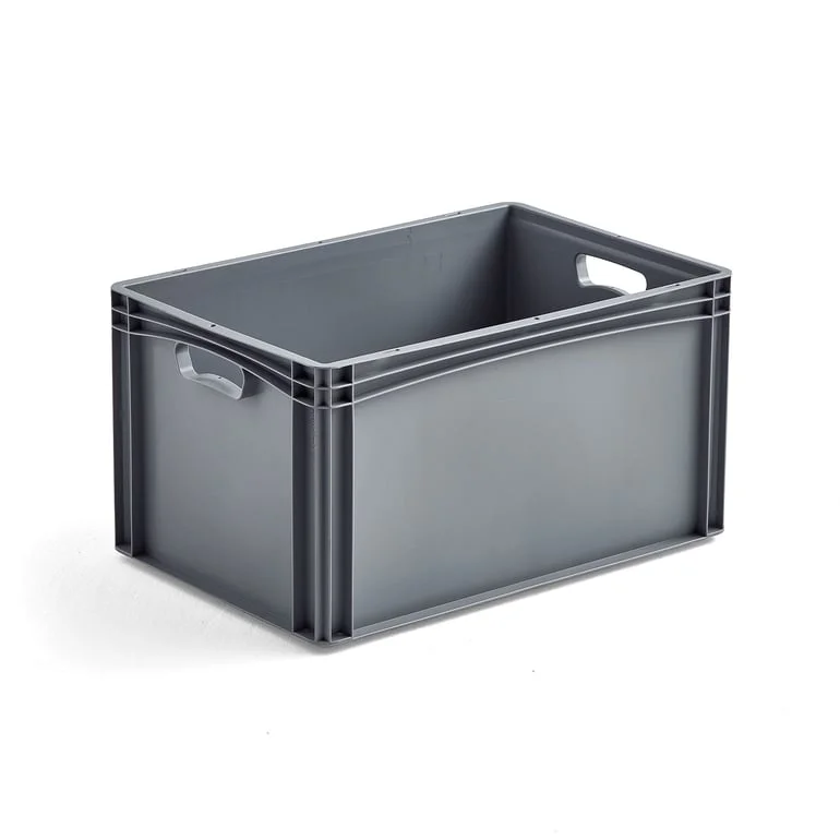Lagerboks AJ EURO 62L - Stabelbar Plastboks for EUR-paller - Slagfast og Hygienisk - L600 B400 H320 mm - AJ Produkter