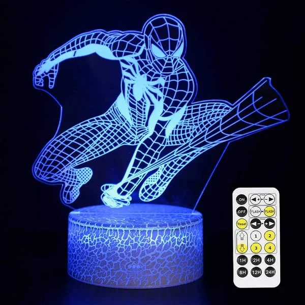 Superhero 3D Natlampe, Spiderman Legetøj til Drenge, Sjove Mænd