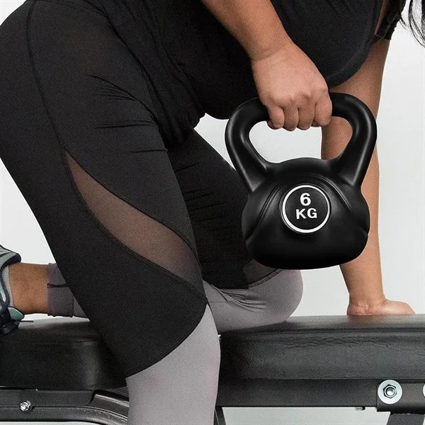 Kettlebell 6kg - Svart / Kettlebell muovipinnoitteella ja betoniytimellä / koulutus kettlebellillä