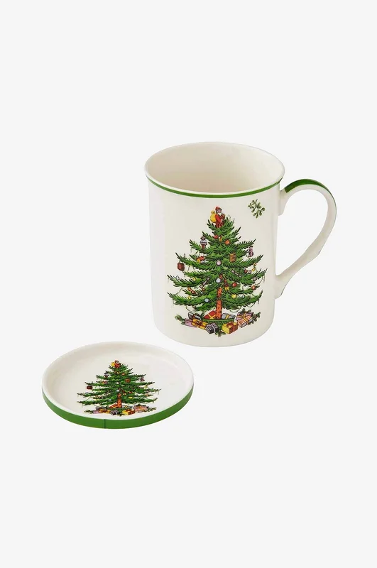 Spode - Set med mugg och underlägg Christmas Tree 34 cl - Vit - Koppar & muggar - Från Homeroom