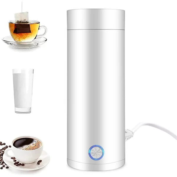 Portable Travel Kettle, 400ml Small Electric Travel Kettle, 3 in 1 Electric Heating Cup, Fast Boiling and Automatic Shut-off Heating Cup (WHITE)