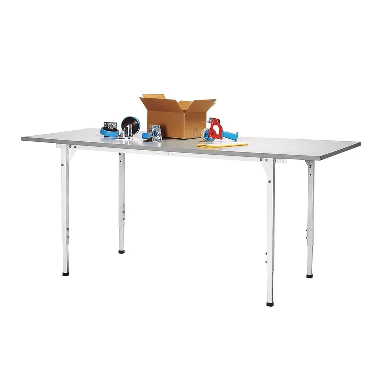 Arbetsbord, 2000x800 mm, justerbar höjd 710-980 mm, grå laminatskiva