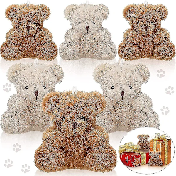 6 stykker mini bamse liten bjørn Bulk 4 tommer koseleke liten myk bjørn dukke bamse Brun aprikos til babyshower Bursdagseksamen