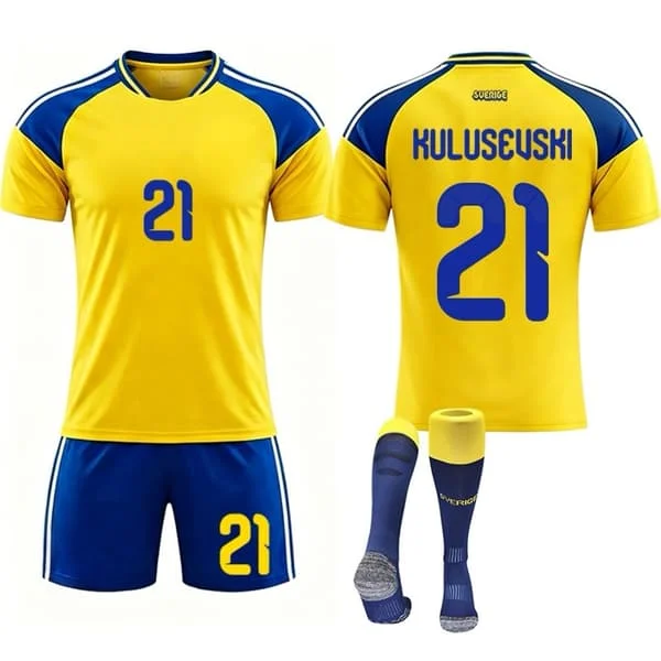 2026 VM Sverige fotballdrakter Barn og voksne hjemme Nr.21 Kulusevski